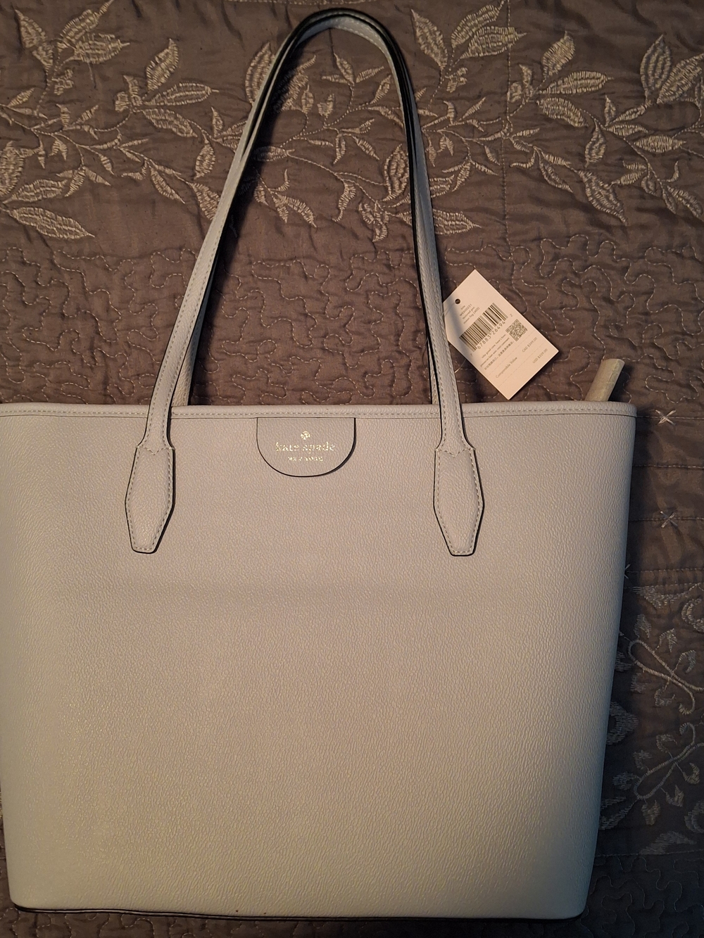 kate spade light blue pebbled leather tote